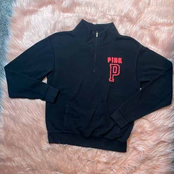 PINK Victoria’s Secret Black Quarter Zip Size XS - Picture 1 of 5